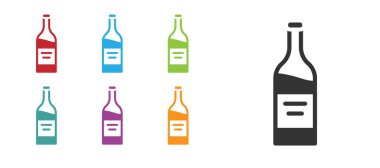 Beyaz arka planda izole edilmiş siyah şarap ikonu. Simgeleri renklendirin. Vektör.