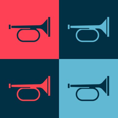 Pop Art Trumpet simgesi renk arkaplanında izole edildi. Müzik aleti trompeti. Vektör.