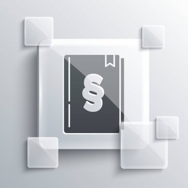 Gri Hukuk kitabı ikonu gri arka planda izole edildi. Yasal yargıç kitabı. Yargılama kavramı. Kare cam paneller. Vektör.