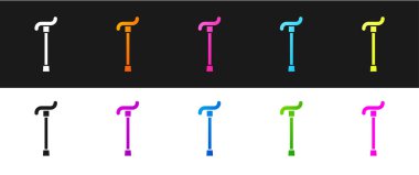 Yürüyen baston simgesini siyah beyaz arkaplanda izole et. Vektör.