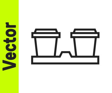 Siyah çizgi kahve fincanı beyaz arka planda izole edilmiş bir ikon haline gelecek. Vektör İllüstrasyonu.