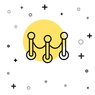 Siyah çizgi bariyer simgesi beyaz arkaplanda izole edildi. VIP etkinliği, lüks kutlama. Ünlüler partisi girişi. Rastgele dinamik şekiller. Vektör.