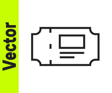 Beyaz arka planda siyah çizgi müze bileti ikonu izole edildi. Tarih müzesi bileti etkinliği sergi gezisini kabul ediyor. Vektör.