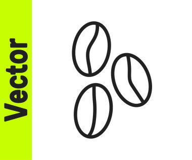 Siyah çizgi kahve çekirdeği ikonu beyaz arkaplanda izole edilmiş. Vektör.