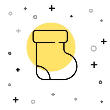 Siyah çizgi bebek çorabı giysisi ikonu beyaz arkaplanda izole edilmiş. Rastgele dinamik şekiller. Vektör.