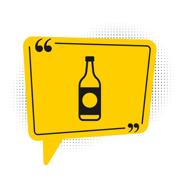 Das Symbol Der Schwarzen Bierflasche Isoliert Auf Weißem Hintergrund Gelbes — Stockvektor