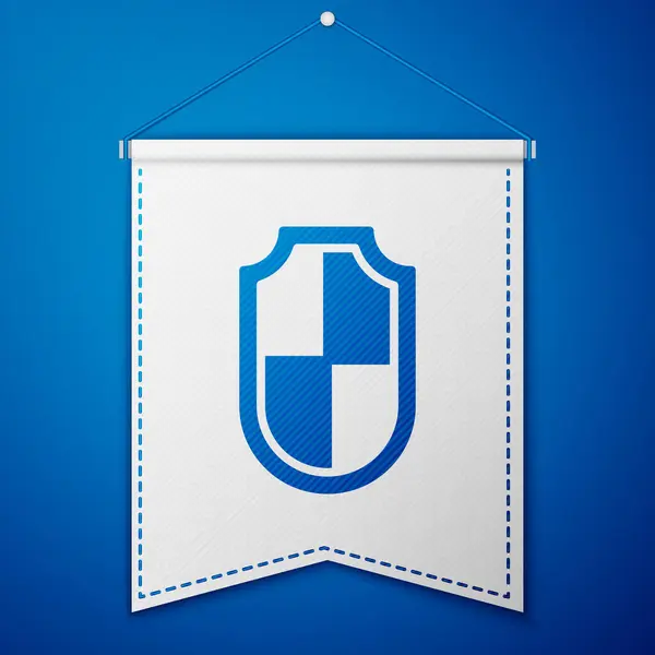 Εικόνα Της Μπλε Ασπίδας Απομονωμένο Μπλε Φόντο Σημάδι Φρουράς Ασφάλεια — Διανυσματικό Αρχείο