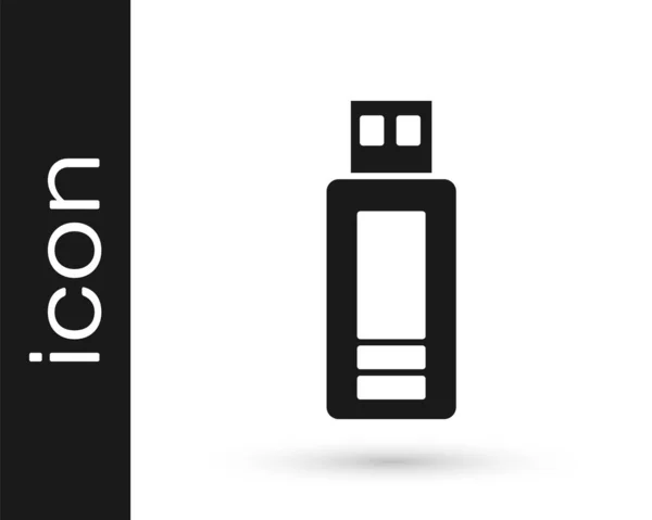 Icono Unidad Flash Usb Negro Aislado Sobre Fondo Blanco Vector — Vector de stock