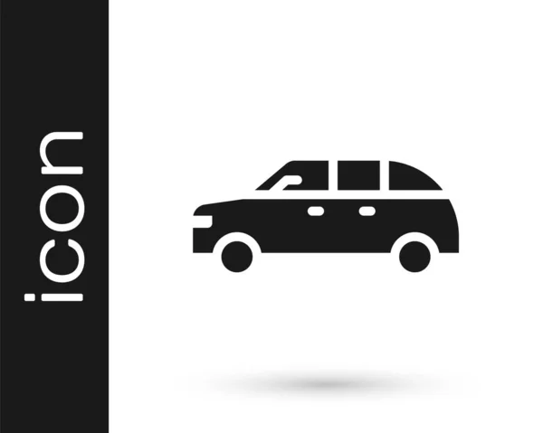 Icono Coche Hatchback Negro Aislado Sobre Fondo Blanco Vector — Vector de stock