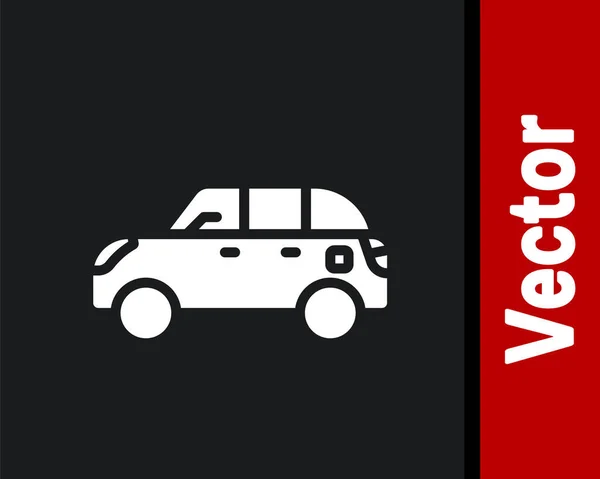 Bílý Hatchback Auto Ikona Izolované Černém Pozadí Vektor — Stockový vektor