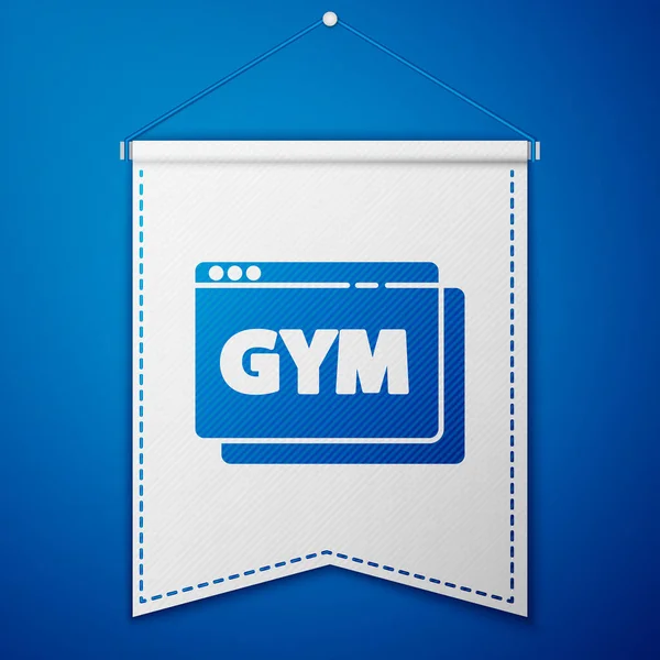 Blue Online Icono Fitness Entrenamiento Aislado Sobre Fondo Azul Plantilla — Vector de stock