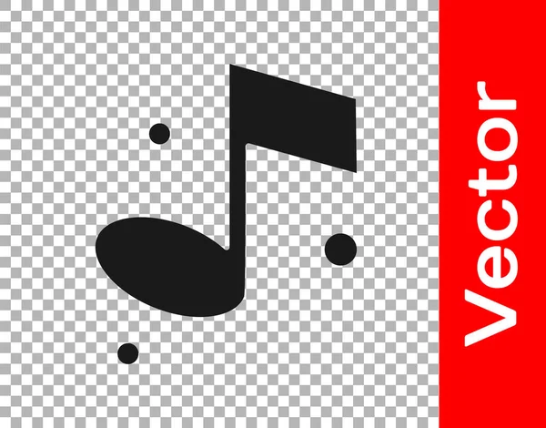 Nota Música Negra Icono Tono Aislado Sobre Fondo Transparente Vector — Vector de stock