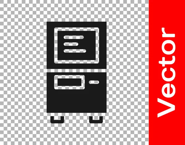 Negro Atm Cajero Automático Icono Máquina Aislado Sobre Fondo Transparente — Vector de stock