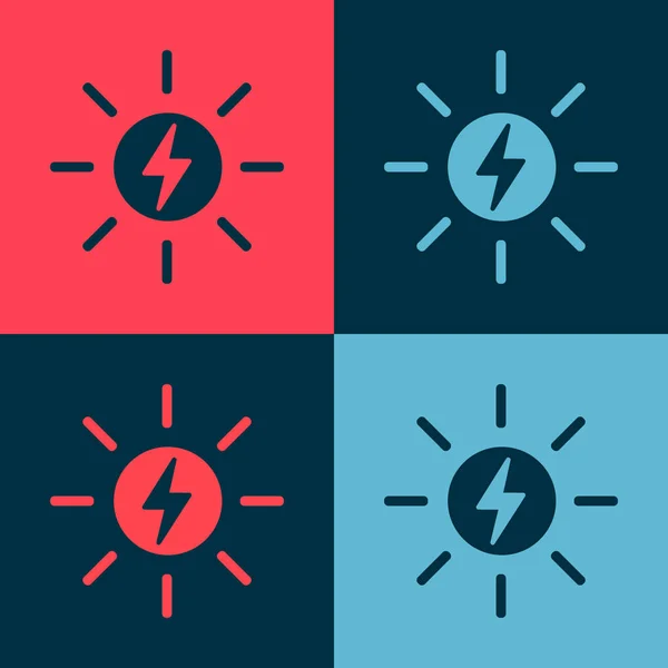 Pop Art Zonne Energie Paneel Pictogram Geïsoleerd Kleur Achtergrond Zon — Stockvector