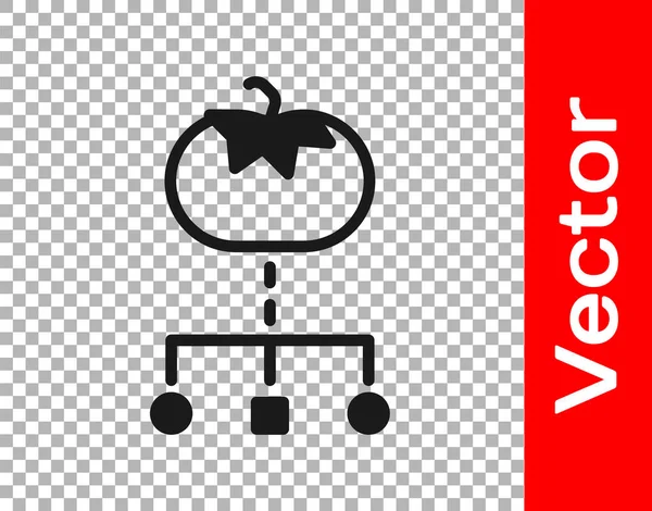 Icono Alimento Modificado Genéticamente Negro Aislado Sobre Fondo Transparente Fruta — Vector de stock