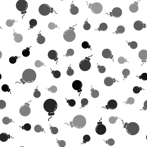 黑色炸弹准备爆炸图标隔离无缝图案白色背景 — 图库矢量图片
