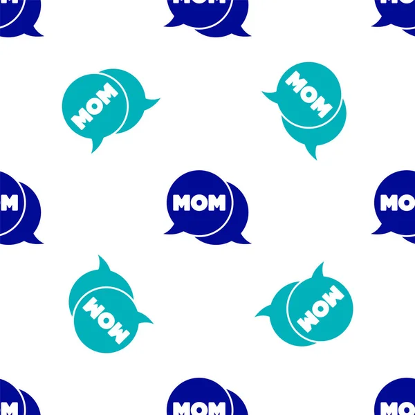 Blue Speech Bubble Mom Icon Mengisolasi Pola Mulus Pada Latar - Stok Vektor