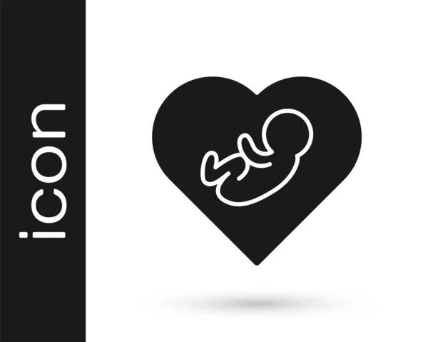 Black Baby Heart Icon Isoliert Auf Weißem Hintergrund Vektor — Stockvektor