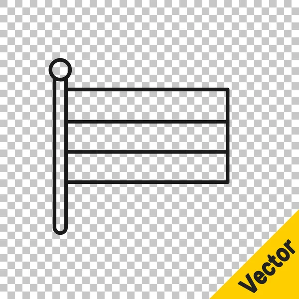 Zwarte Lijn Nationaal Rusland Vlag Pictogram Geïsoleerd Transparante Achtergrond Vector — Stockvector