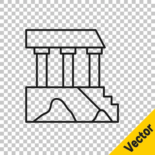 Schwarze Linie Parthenon Aus Athen Akropolis Griechenland Ikone Isoliert Auf — Stockvektor