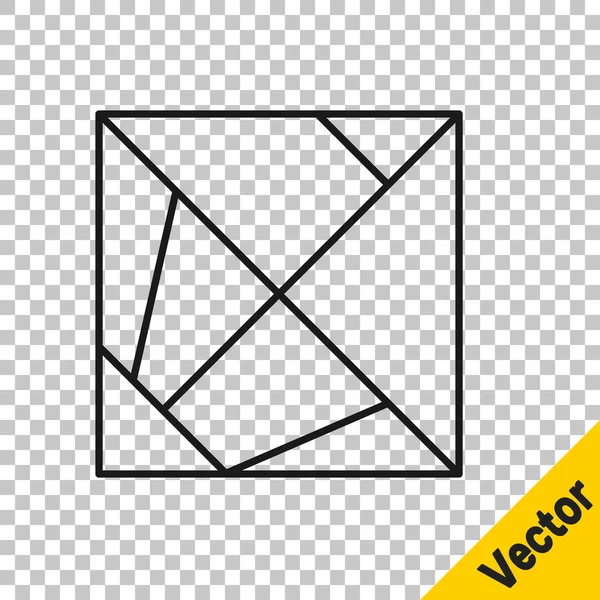 Icono Cubo Rubik Línea Negra Aislado Sobre Fondo Transparente Juguete — Vector de stock