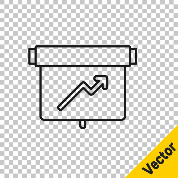 Black Line Board Mit Diagrammdiagramm Symbol Isoliert Auf Transparentem Hintergrund — Stockvektor