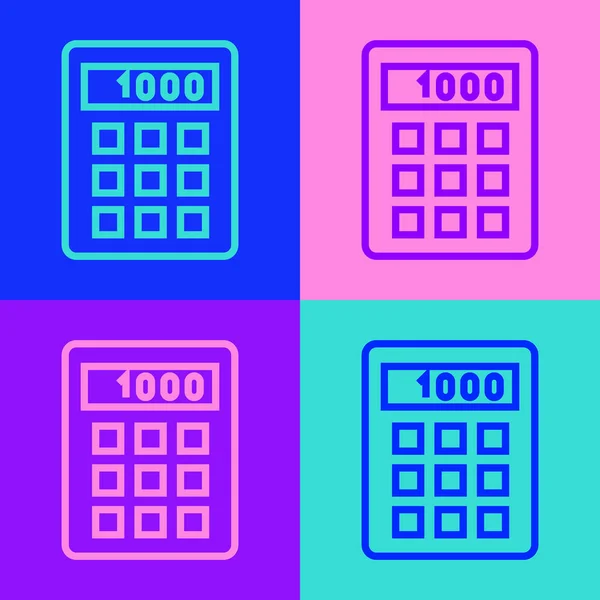 Pop Art Line Calculator Pictogram Geïsoleerd Kleur Achtergrond Boekhoudkundig Symbool — Stockvector