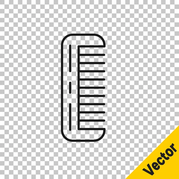 Línea Negra Icono Cepillo Aislado Sobre Fondo Transparente Señal Peine — Vector de stock