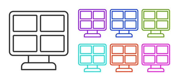 Línea Negra Icono Del Panel Energía Solar Aislado Sobre Fondo — Archivo Imágenes Vectoriales