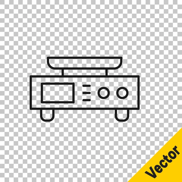 Schwarze Linie Elektronische Waagen Symbol Isoliert Auf Transparentem Hintergrund Gewichtsmessgeräte — Stockvektor