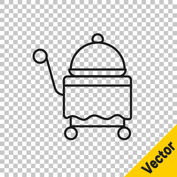 Línea Negra Cubierta Con Una Bandeja Alimento Icono Aislado Sobre — Vector de stock