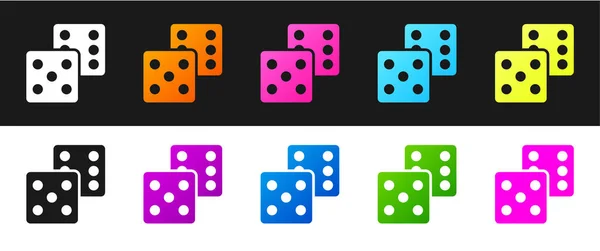 Set Game Dice Icon Isolated Black White Background Casino Gambling — Stock Vector