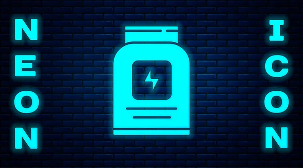 Gloeiende Neon Sport Voeding Bodybuilding Proteïne Power Drink Voedsel Pictogram — Stockvector