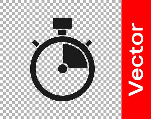 Черный Значок Секундомер Изолирован Прозрачном Фоне Знак Таймера Знак Хронометра — стоковый вектор
