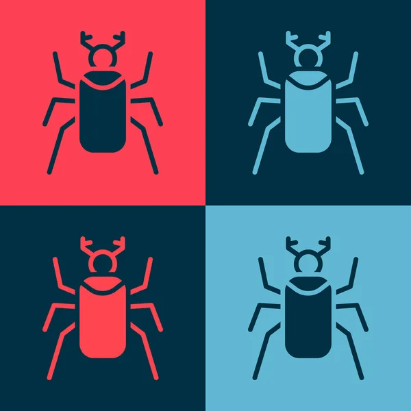 Pop Art Beetle Bug Εικονίδιο Απομονώνονται Στο Φόντο Χρώμα Διάνυσμα — Διανυσματικό Αρχείο