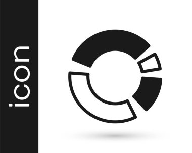 Beyaz arkaplanda siyah pasta grafiği ikonu izole edildi. Diyagram çizelgesi. Vektör.