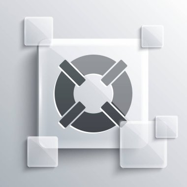 Gri Lifebuoy simgesi gri arkaplanda izole edildi. Can simidi sembolü. Kare cam paneller. Vektör.