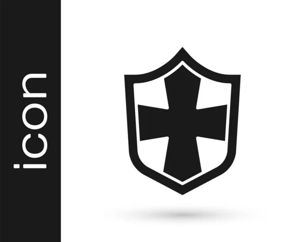 Ікона Black Shield Ізольована Білому Тлі Охоронний Знак Безпека Безпека — стоковий вектор