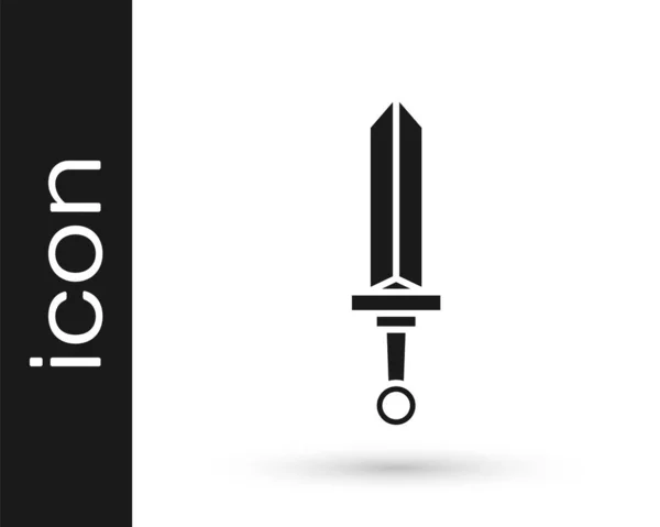 Icono Espada Medieval Negra Aislado Sobre Fondo Blanco Arma Medieval — Vector de stock