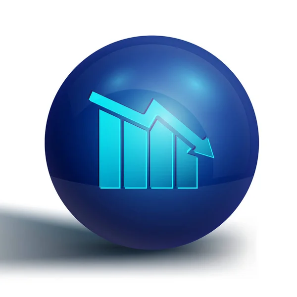 Ícone Diminuição Crescimento Financeiro Azul Isolado Fundo Branco Aumentar Receita —  Vetores de Stock