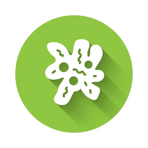Иконка Белой Клетки Изолирована Длинной Тенью Кнопка Зеленого Круга Вектор — стоковый вектор