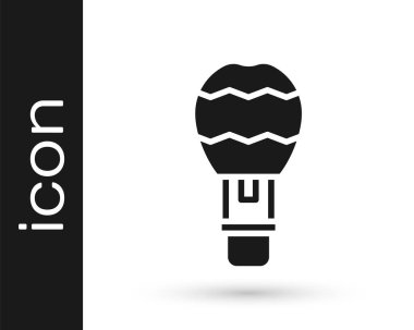 Siyah Sıcak Hava Balonu simgesi beyaz arkaplanda izole edildi. Seyahat için hava taşımacılığı. Vektör.