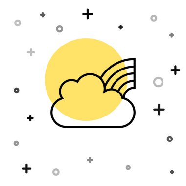 Siyah çizgi gökkuşağı beyaz arka planda izole edilmiş bulut simgesi. Rastgele dinamik şekiller. Vektör.