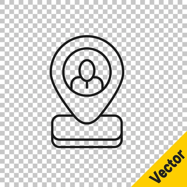Черная Линия Значок Местоположения Worker Изолирован Прозрачном Фоне Вектор — стоковый вектор