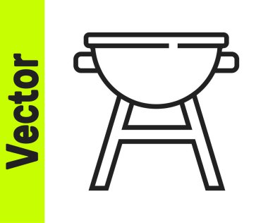 Siyah çizgi ızgara ikonu beyaz arka planda izole edildi. Barbekü ızgara partisi. Vektör.