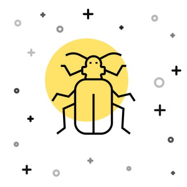 Siyah çizgi Chafer böceği simgesi beyaz arkaplanda izole edildi. Rastgele dinamik şekiller. Vektör.