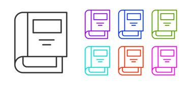 Siyah çizgi tarih ikonu beyaz arkaplanda izole edildi. Simgeleri renklendirin. Vektör.