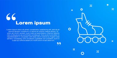 Beyaz çizgi paten ikonu mavi arkaplanda izole edildi. Vektör.