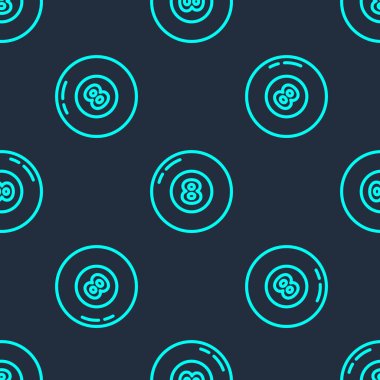 Yeşil çizgi bilardo bilardo topu ikonu mavi arka planda izole edilmiş pürüzsüz desen. Vektör.