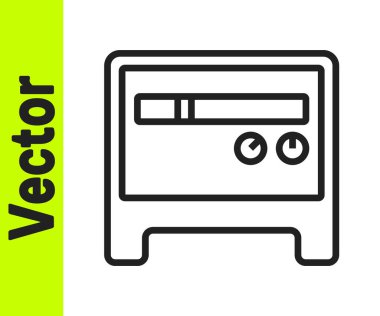 Siyah çizgi Gitar yükseltici simgesi beyaz arkaplanda izole edildi. Müzik aleti. Vektör.